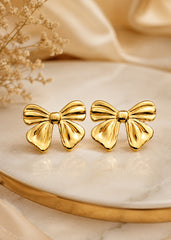Stylish Golden Bow Pattern Stud Earrings