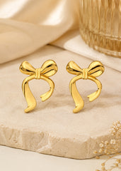Chic Bow-Shaped Golden Earrings