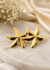 Shimmering Golden Sea Star Style Earrings