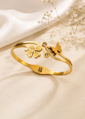 Delicate Clover & Butterfly Charm Bracelet