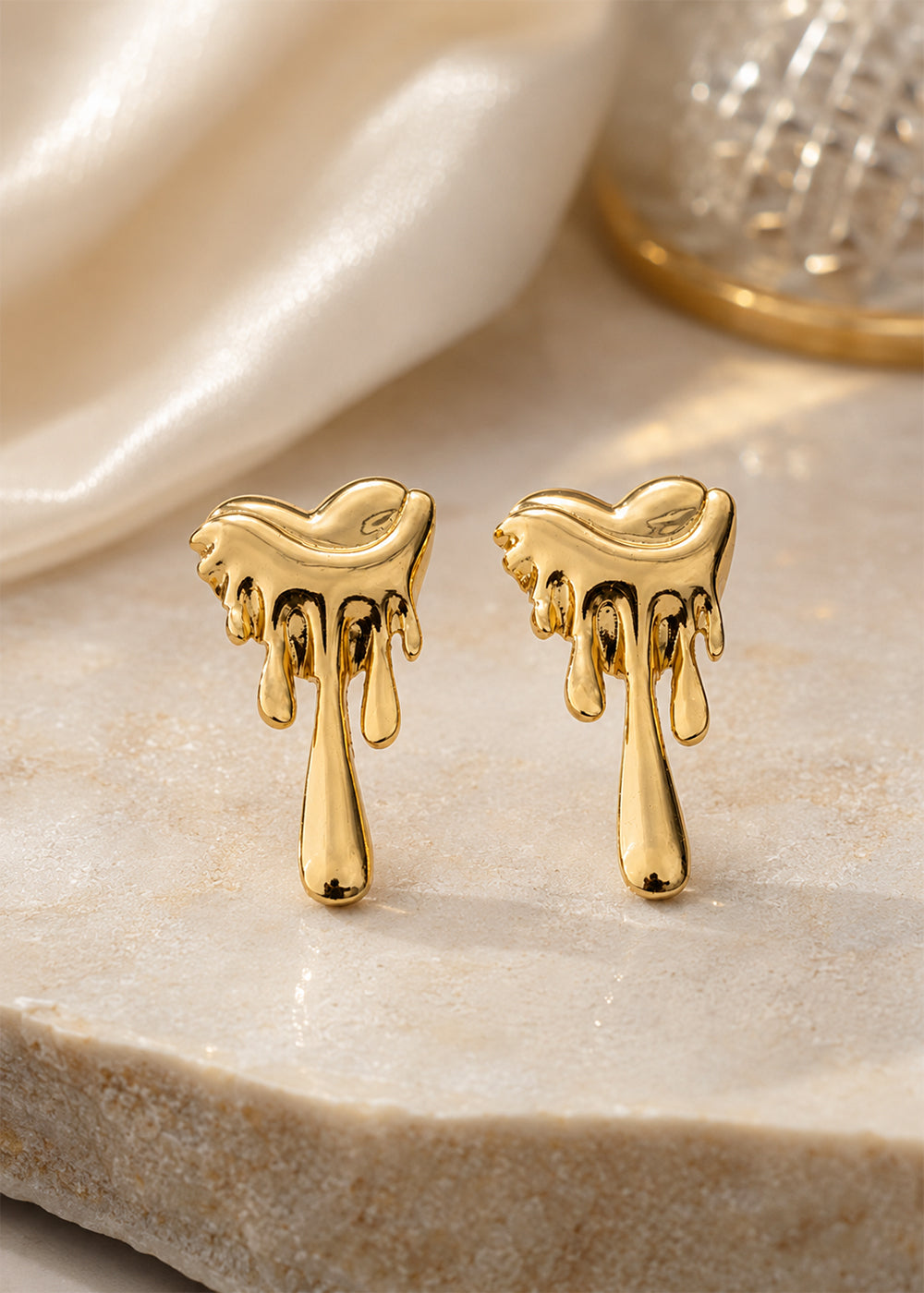 Golden Melted Drip Design Earrings
