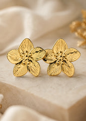 Classic Golden Petal Stud Earrings