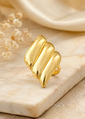 Bold Golden Layered Panel Ring for Women & Girls