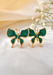 Emerald Green Butterfly Stud Earrings