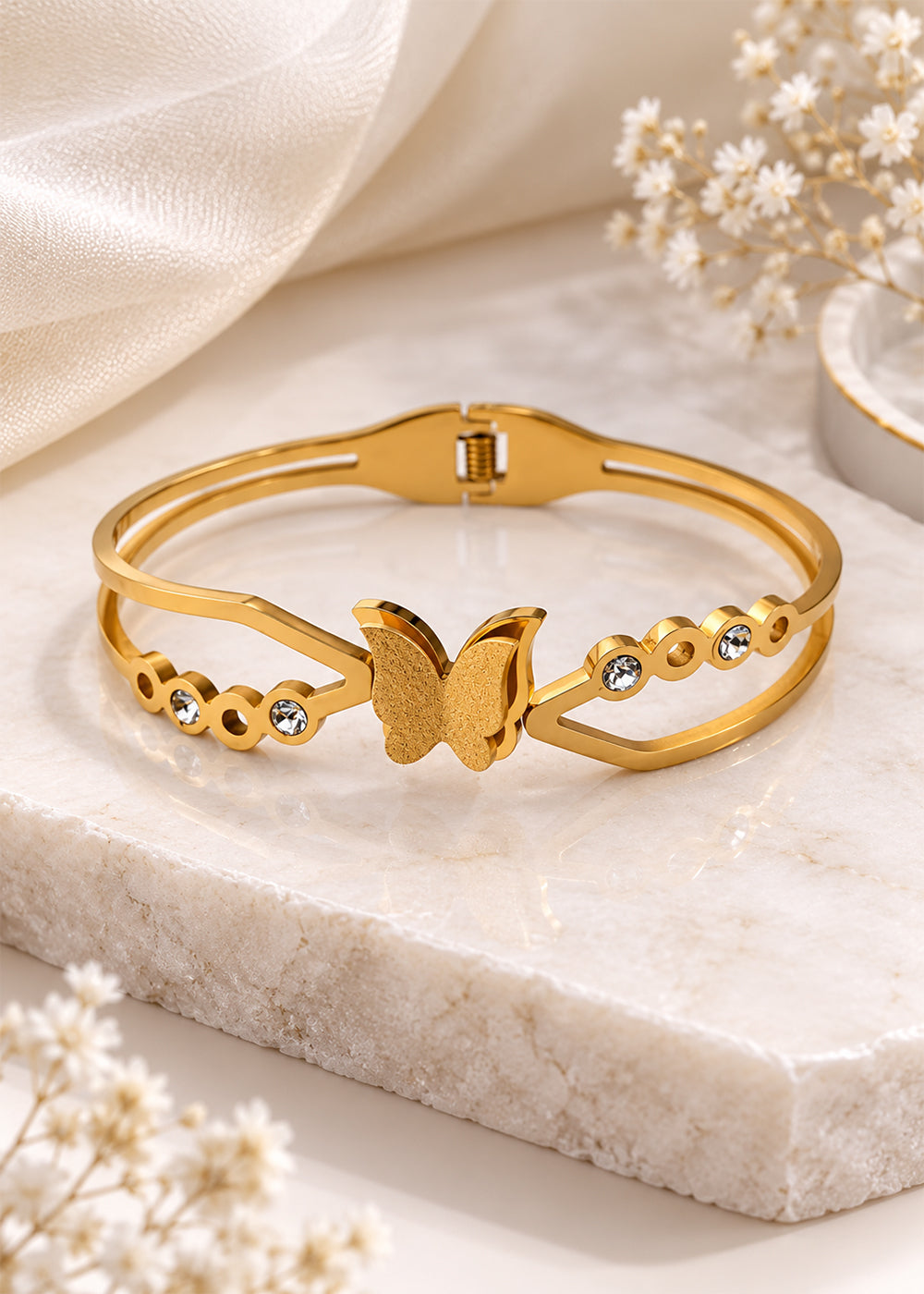 Gold Finish Butterfly Crystal Bracelet