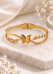 Gold Finish Butterfly Crystal Bracelet