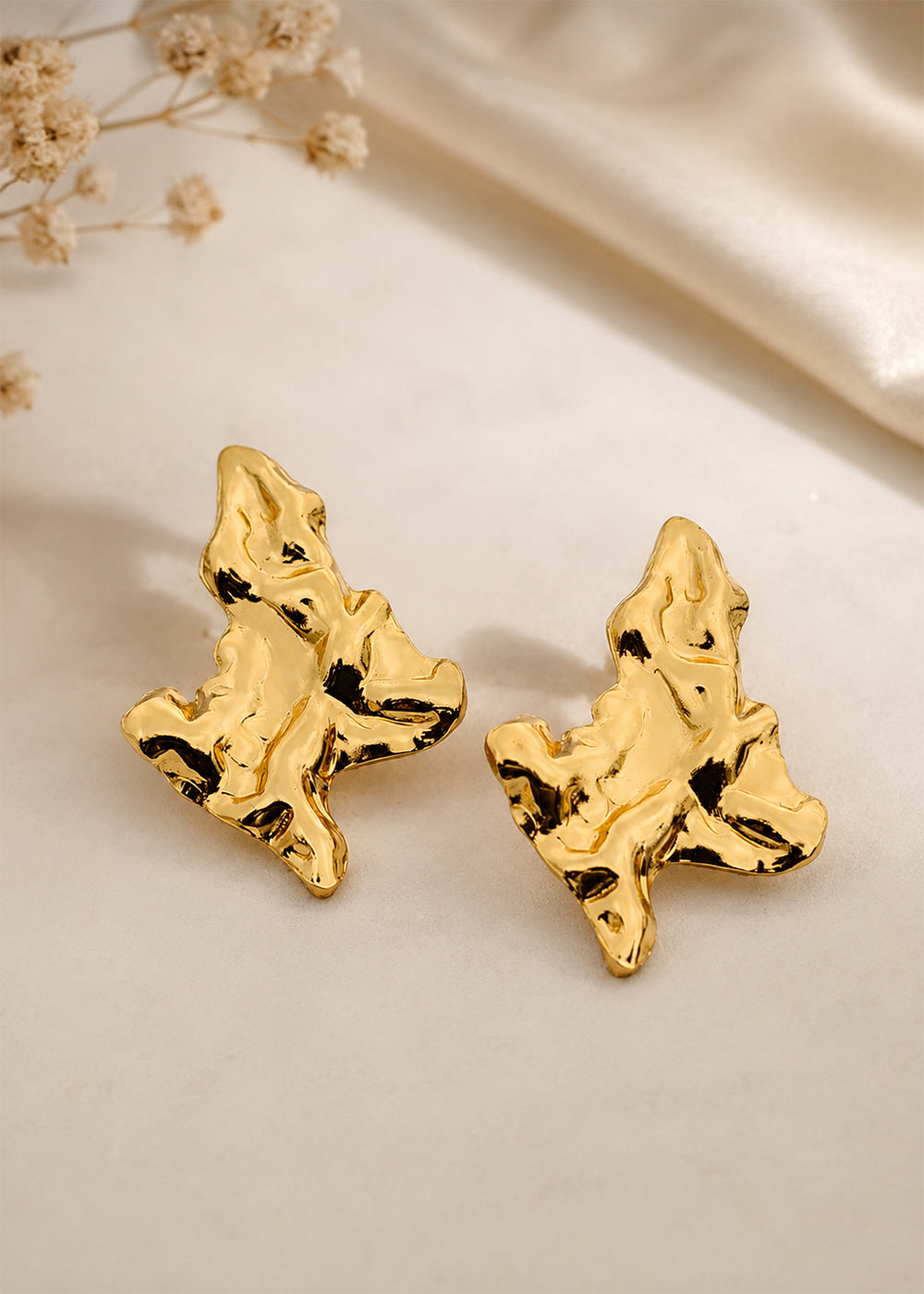 Molten Gold-Inspired Textured Stud Earrings