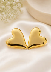 Classic Gold Finish Heart Stud Earrings