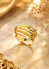 Luxe Gold Sculptural Band Statement Ring