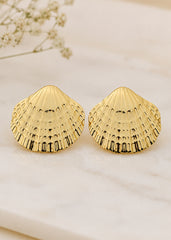 Textured Golden Seashell Inspired Earrings