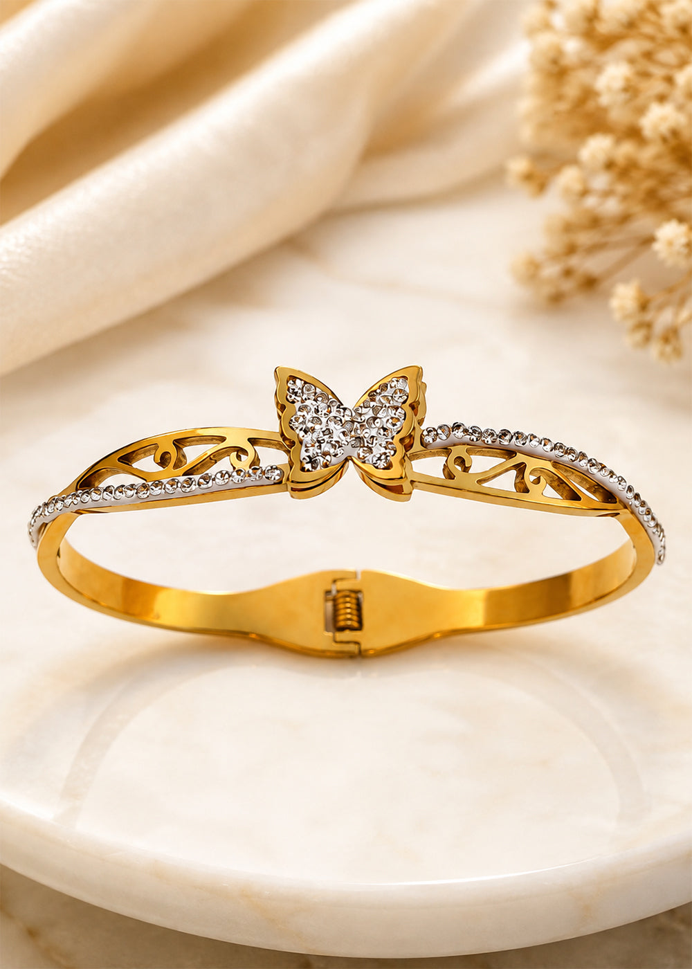 Elegant Butterfly Crystal Bangle Bracelet