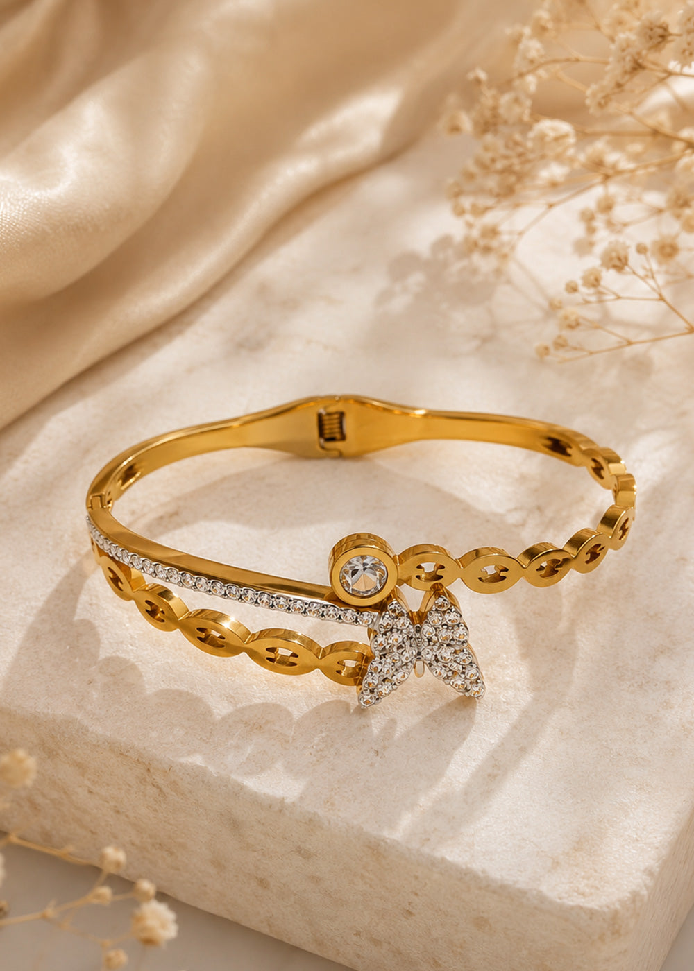Butterfly Design Gold-Plated Bracelet for Women
