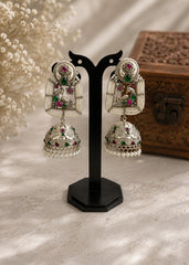 Traditional Oxidised Peacock Pearl Jhumka Earrings for Women