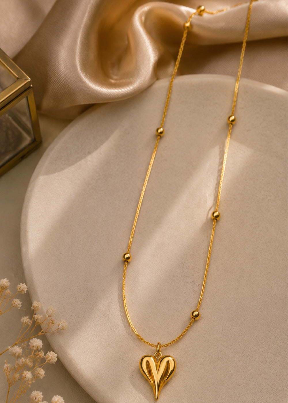 Golden Heart Pendant Necklace for Women