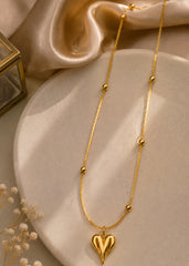 Golden Heart Pendant Necklace for Women